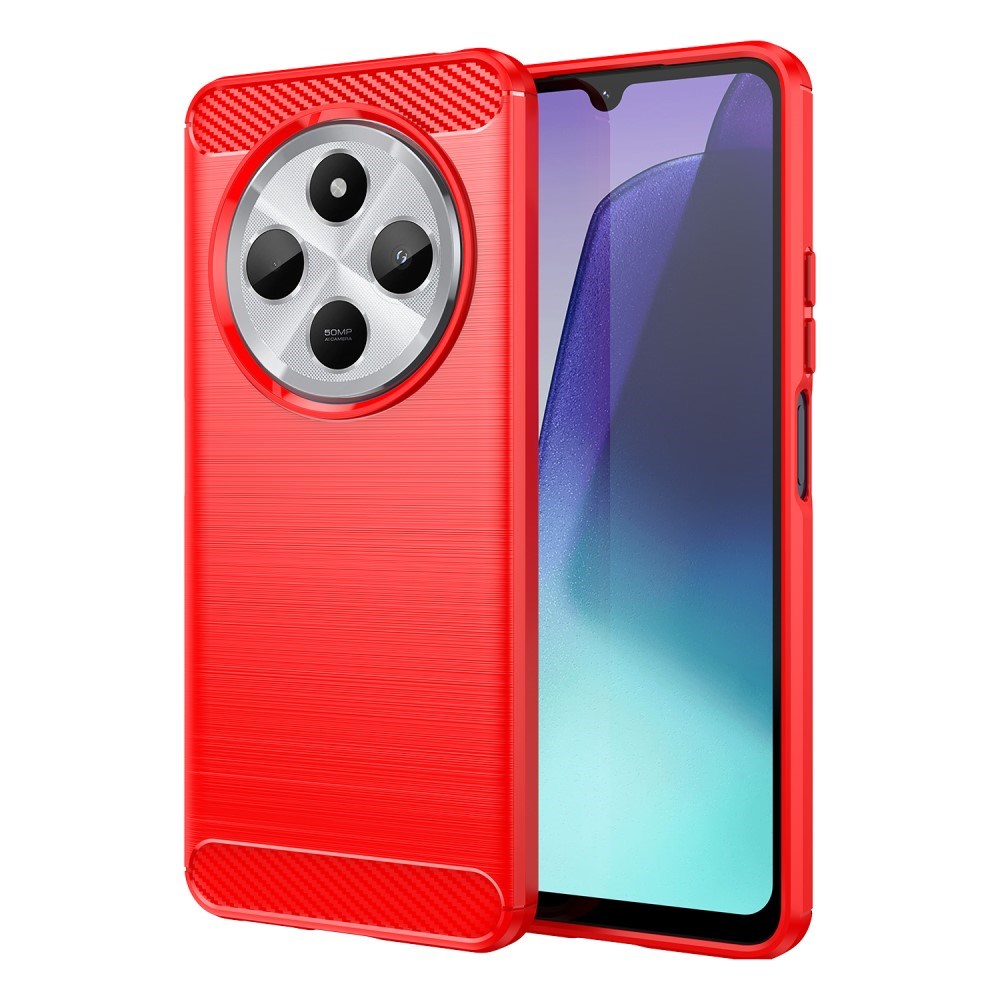 EIDERWOOD Xiaomi Redmi 14C Brushed Carbon Fiber Fleksibelt Plast Deksel - Rød
