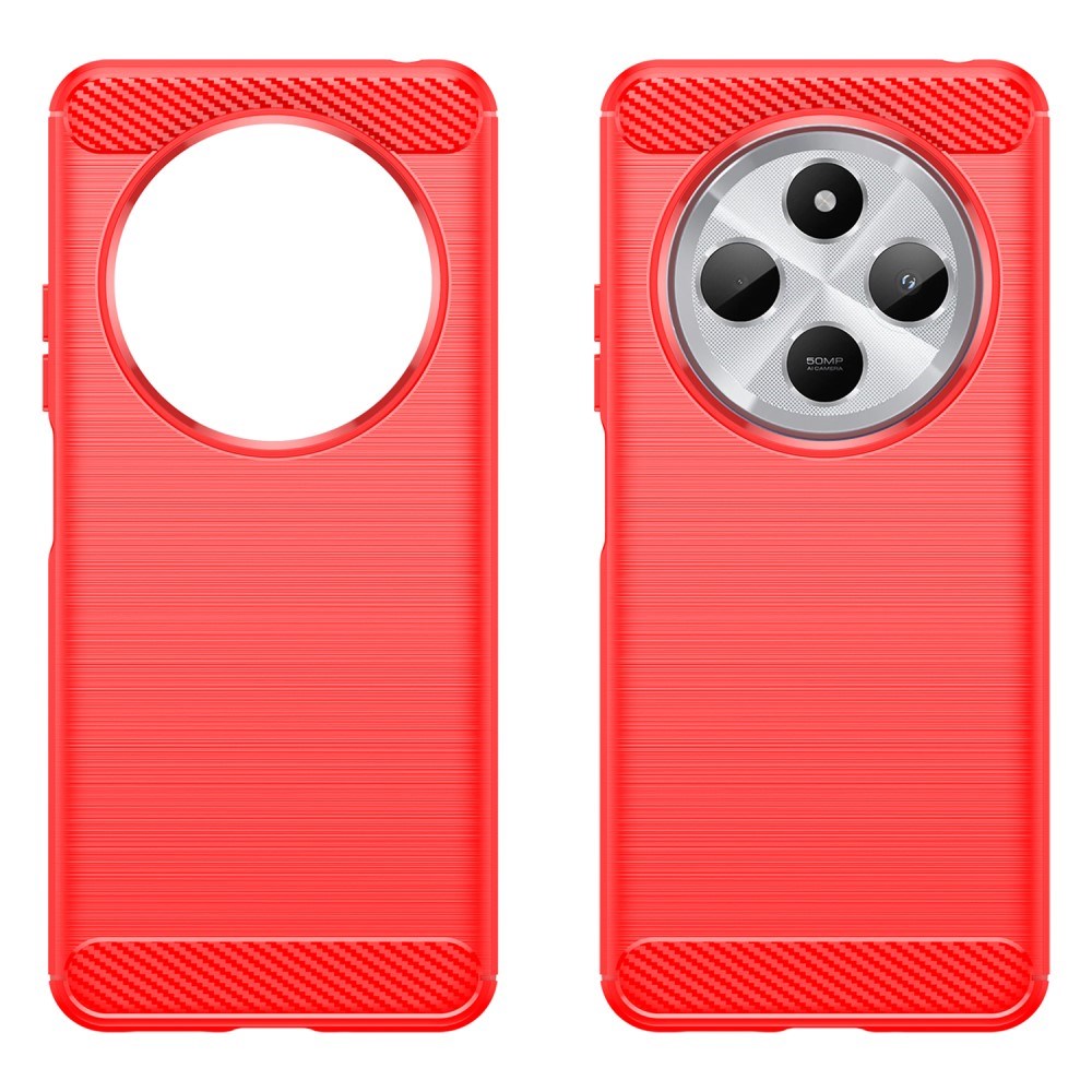 EIDERWOOD Xiaomi Redmi 14C Brushed Carbon Fiber Fleksibelt Plast Deksel - Rød