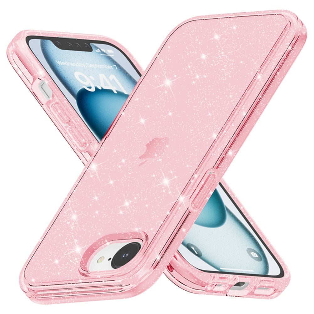 EIDERWOOD iPhone 17e / 16e Hybrid Glitter Plast Deksel - MagSafe Kompatibel - Rosa