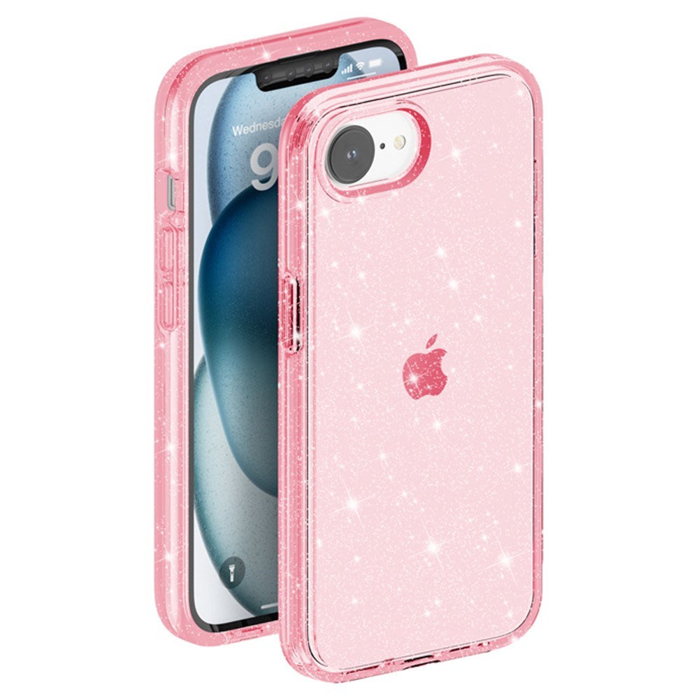 EIDERWOOD iPhone 17e / 16e Hybrid Glitter Plast Deksel - MagSafe Kompatibel - Rosa
