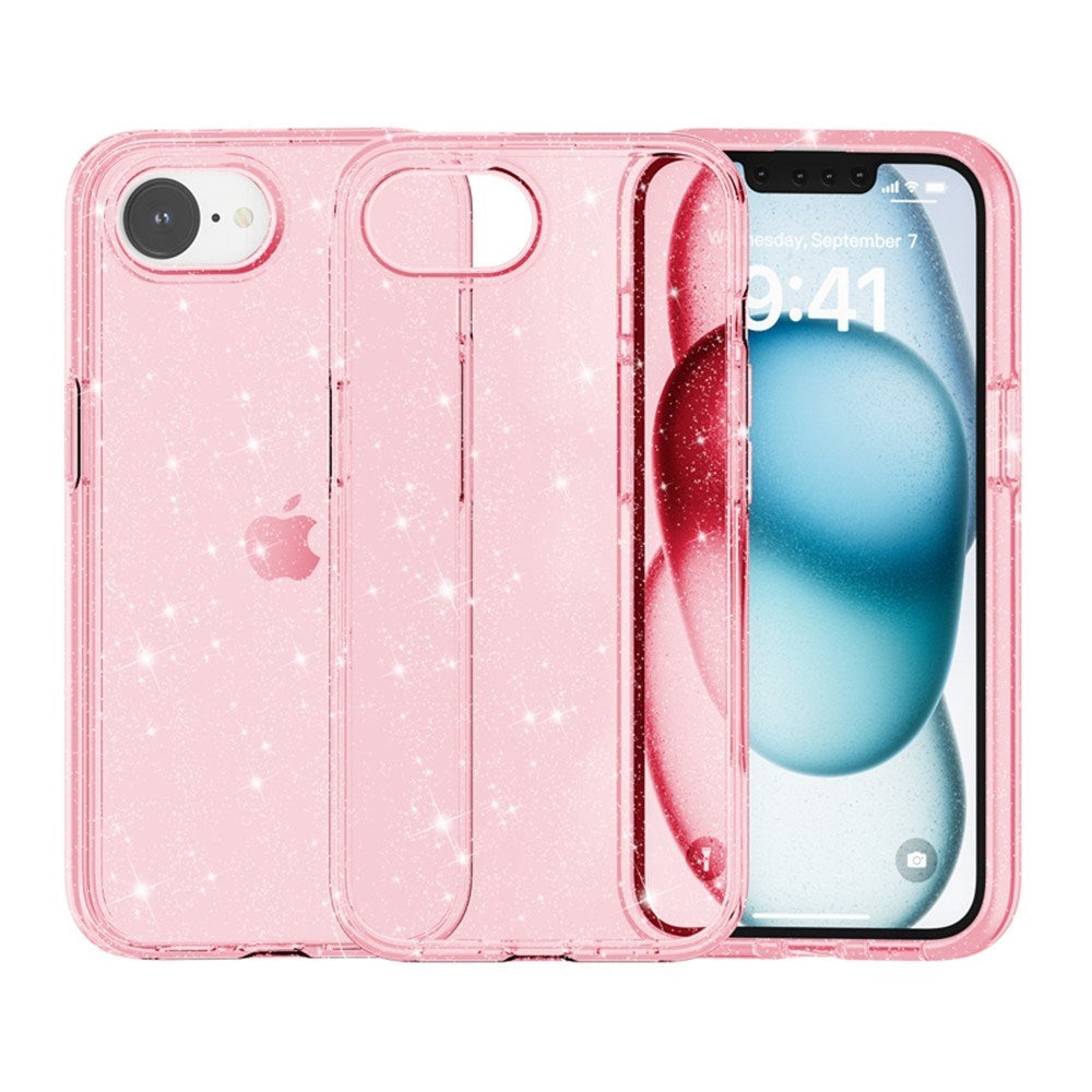 EIDERWOOD iPhone 17e / 16e Hybrid Glitter Plast Deksel - MagSafe Kompatibel - Rosa
