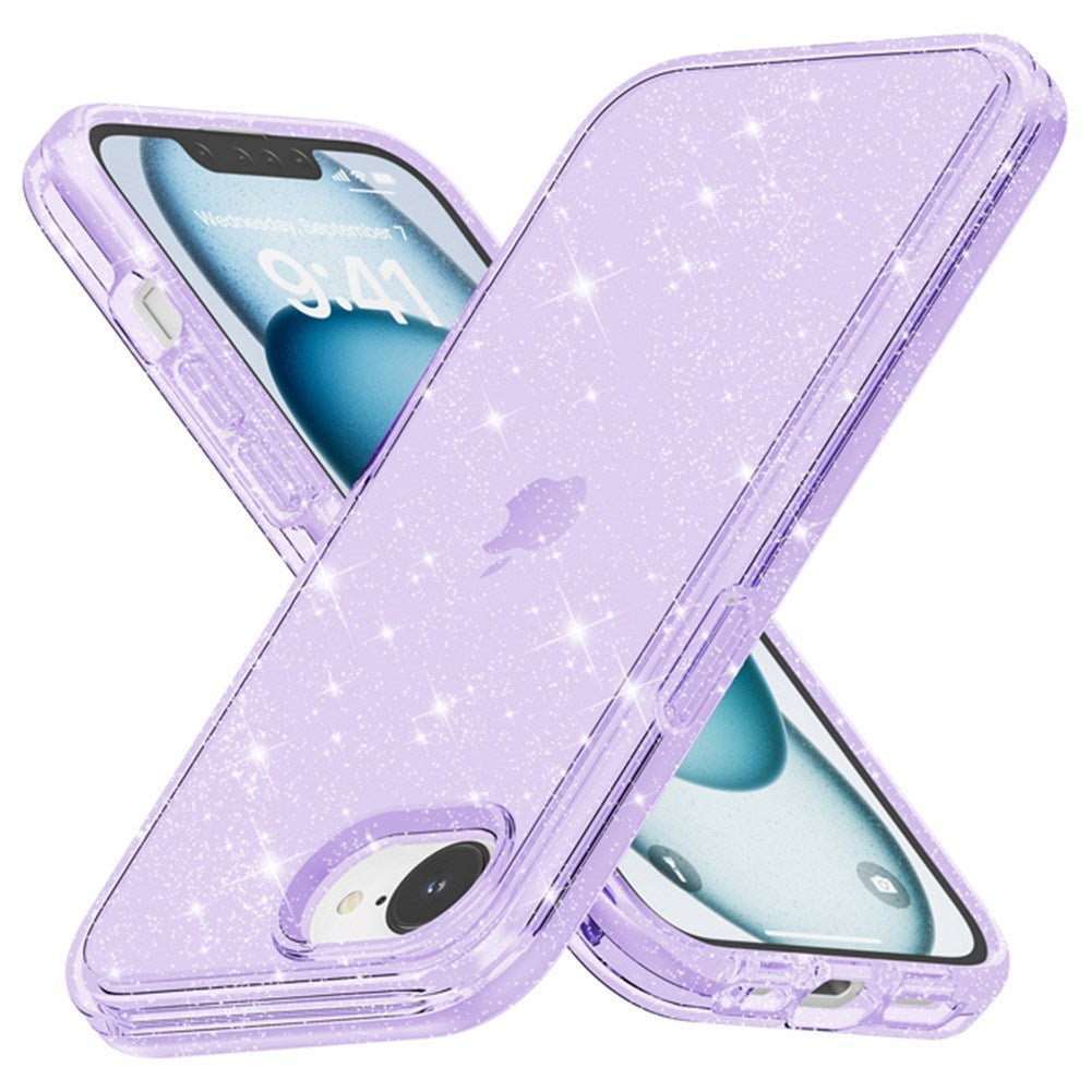 EIDERWOOD iPhone 17e / 16e Hybrid Glitter Plast Deksel - MagSafe Kompatibel - Lilla