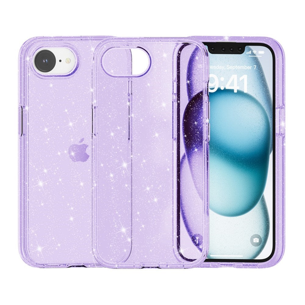 EIDERWOOD iPhone 17e / 16e Hybrid Glitter Plast Deksel - MagSafe Kompatibel - Lilla