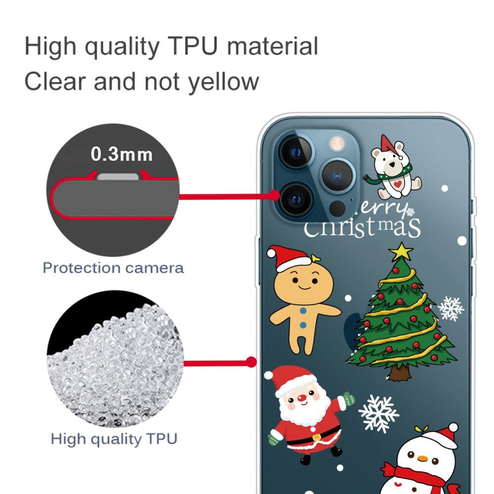 iPhone 14 Pro Fleksibel Plast Jul Deksel - Søte Julefigurer