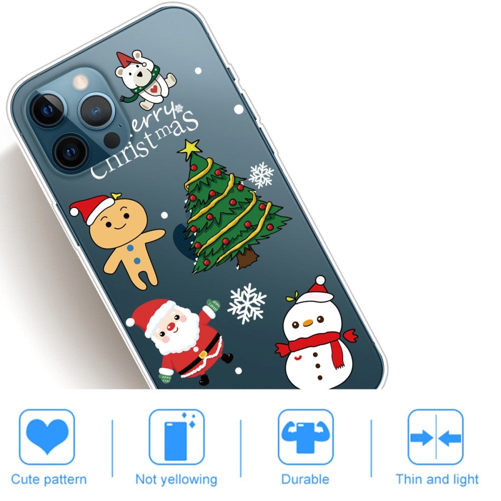 iPhone 14 Pro Fleksibel Plast Jul Deksel - Søte Julefigurer