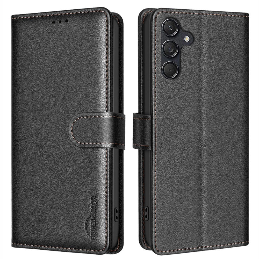 Samsung Galaxy A26 (5G) BINFEN Kunstskinn Flip Deksel m. RFID Blokkering - Svart
