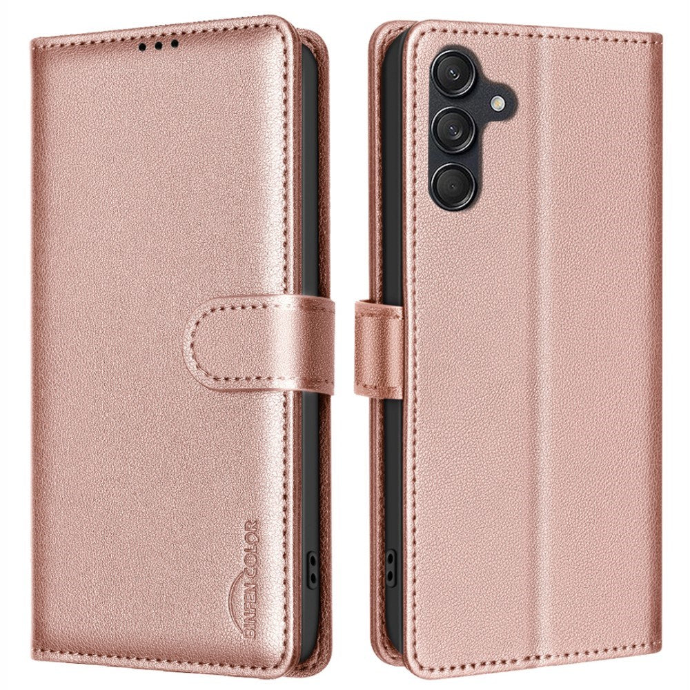 Samsung Galaxy A26 (5G) BINFEN Kunstskinn Flip Deksel m. RFID Blokkering - Rose Gold