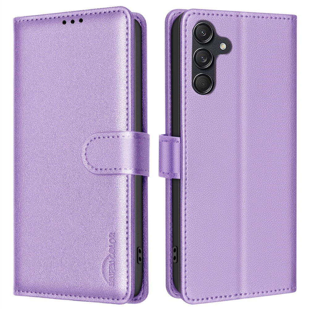 Samsung Galaxy A56 (5G) BINFEN Kunstskinn Flip Deksel m. RFID Blokkering - Lilla