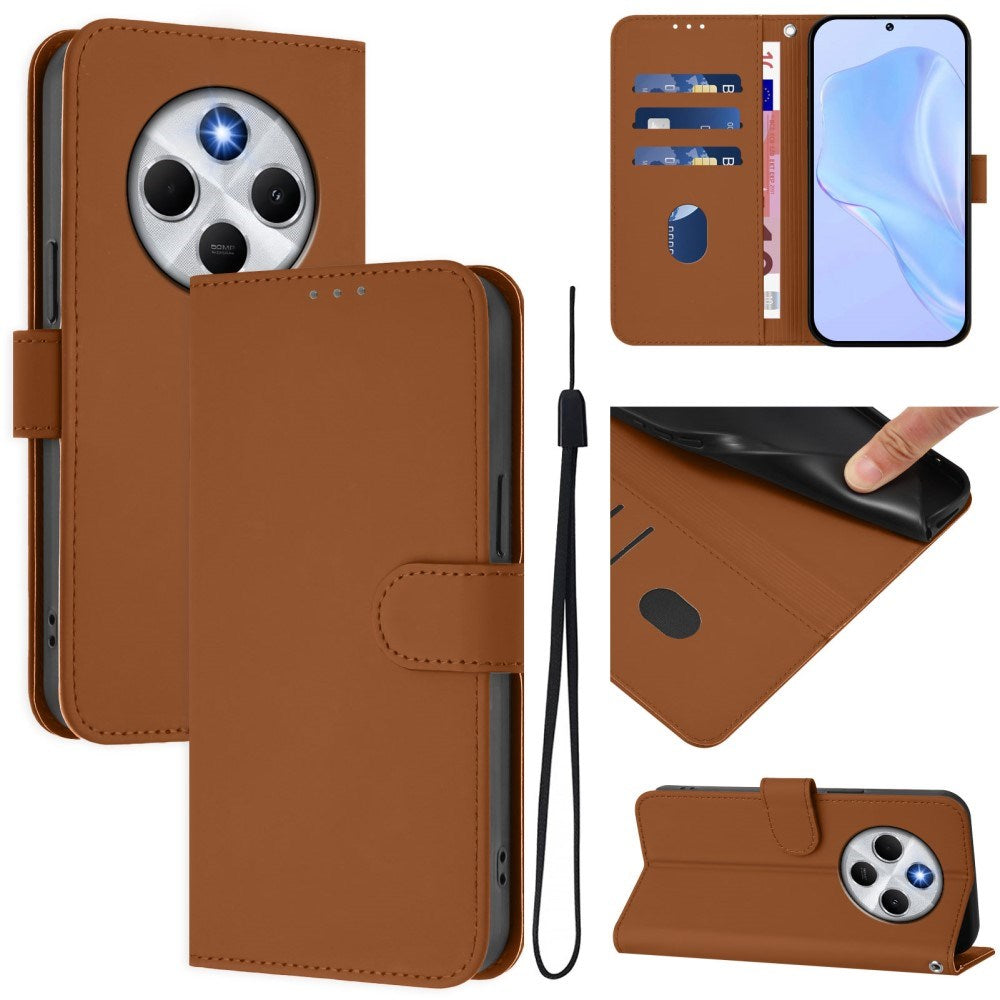 EIDERWOOD Xiaomi Redmi 14C Kunstskinn Flip Deksel m. Kortholder & Ståfunksjon - Brun