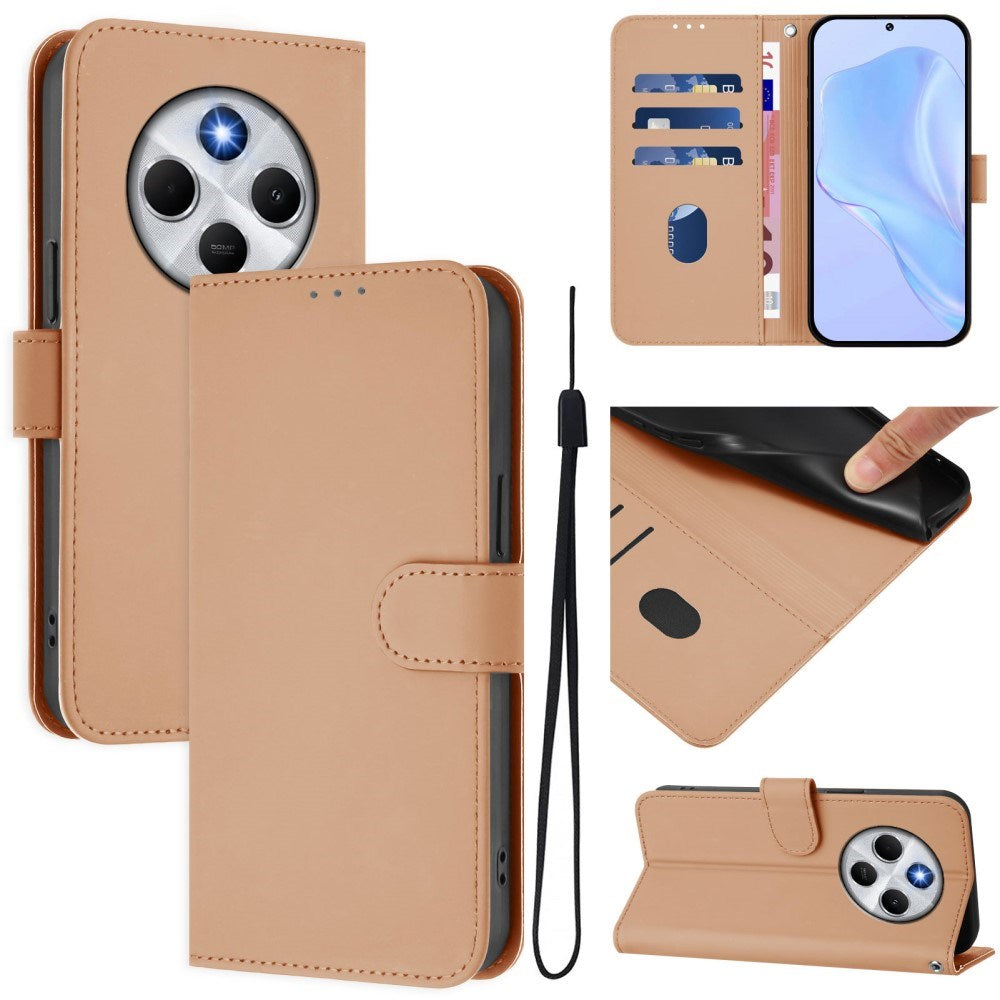 EIDERWOOD Xiaomi Redmi 14C Kunstskinn Flip Deksel m. Kortholder & Ståfunksjon - Beige