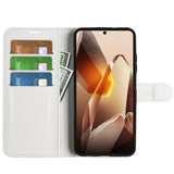 EIDERWOOD OnePlus 13 Støtsikker Lær Wallet Cover med Litchi Tekstur - Hvit