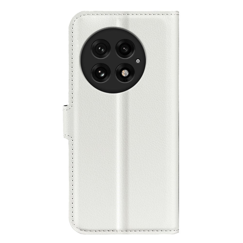 EIDERWOOD OnePlus 13 Støtsikker Lær Wallet Cover med Litchi Tekstur - Hvit