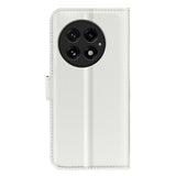 EIDERWOOD OnePlus 13 Støtsikker Lær Wallet Cover med Litchi Tekstur - Hvit
