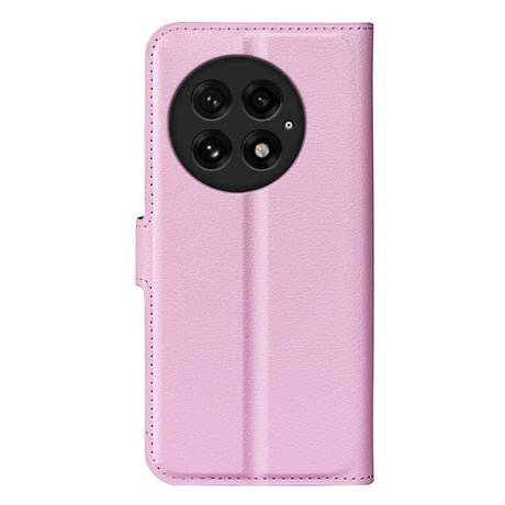 EIDERWOOD OnePlus 13 Støtsikker Lær Wallet Cover med Litchi Tekstur - Rosa