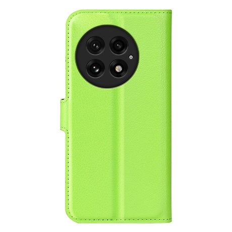 EIDERWOOD OnePlus 13 Støtsikker Lær Wallet Cover med Litchi Tekstur - Grønn