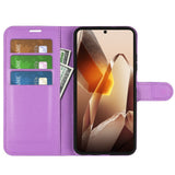 EIDERWOOD OnePlus 13 Støtsikker Lær Wallet Cover med Litchi Tekstur - Lilla