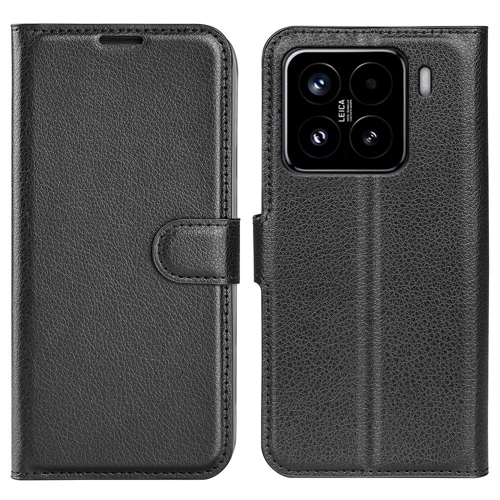 EIDERWOOD Xiaomi 15 Kunstskinn Flip Deksel m. Kortholder & Ståfunksjon - Svart