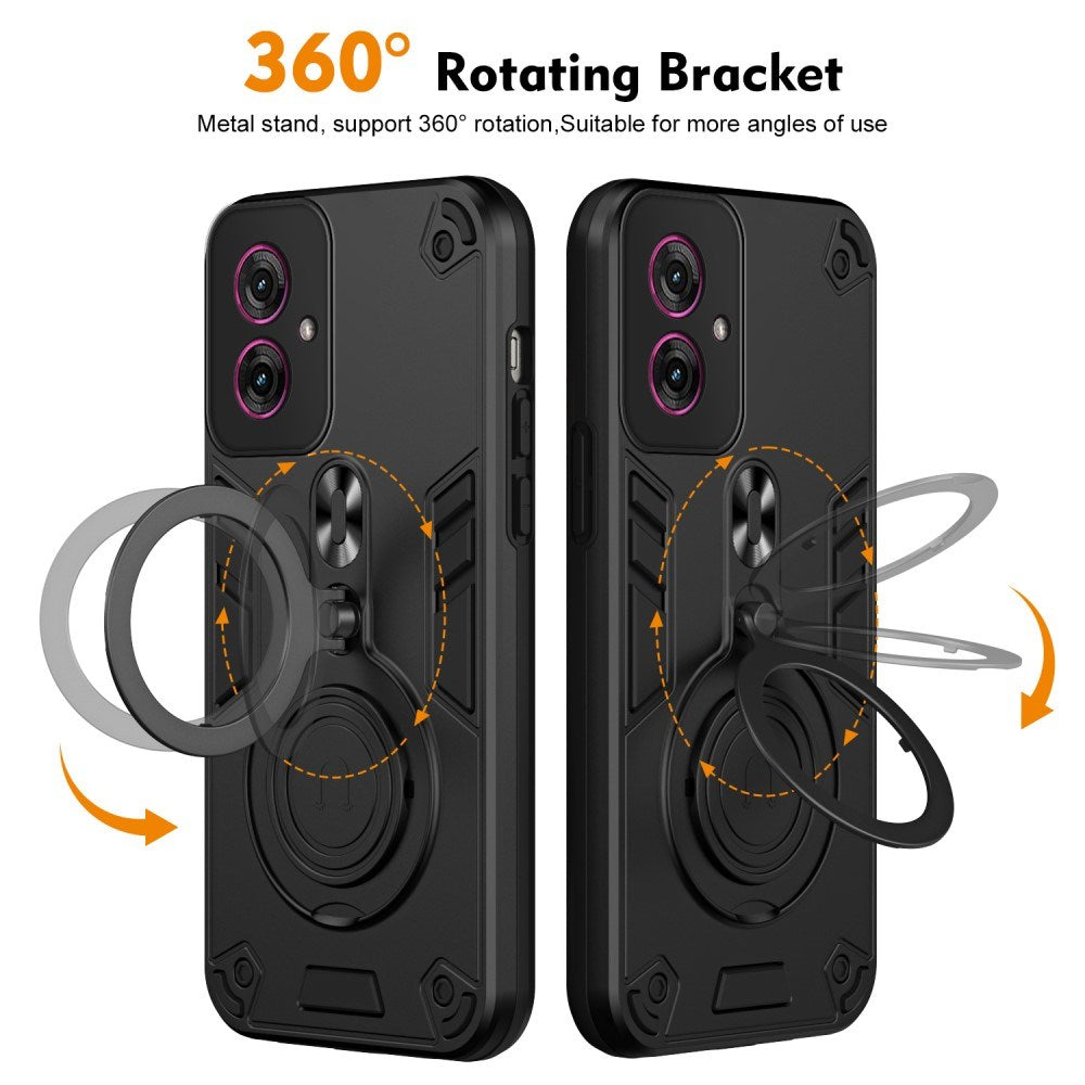 EIDERWOOD Motorola Moto G55 Hybrid Håndverker Deksel m. Roterende Kickstand - Svart
