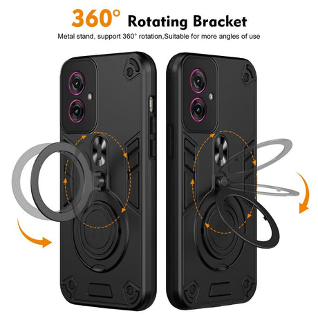 EIDERWOOD Motorola Moto G55 Hybrid Håndverker Deksel m. Roterende Kickstand - Svart