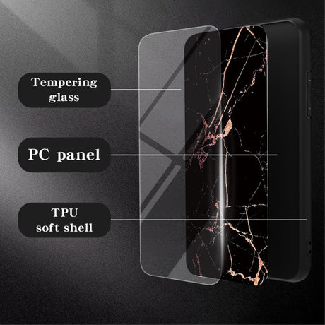 EIDERWOOD Samsung Galaxy S25 Ultra Hybrid Marmor Deksel m. Glass Bakside - Svart