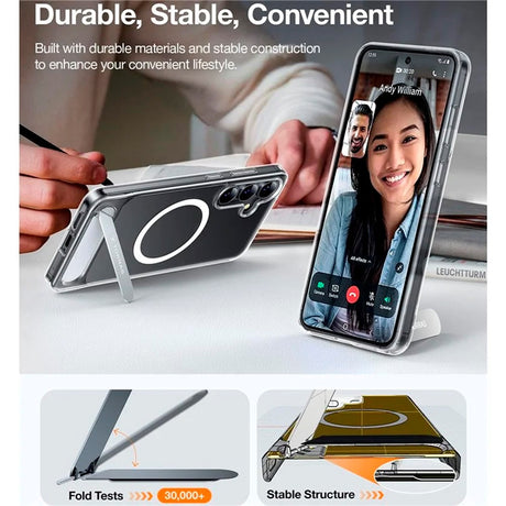 TORRAS Samsung Galaxy S25+ (Plus) Hybrid Deksel m. Ståfunksjon - MagSafe Kompatibel - Gjennomsiktig