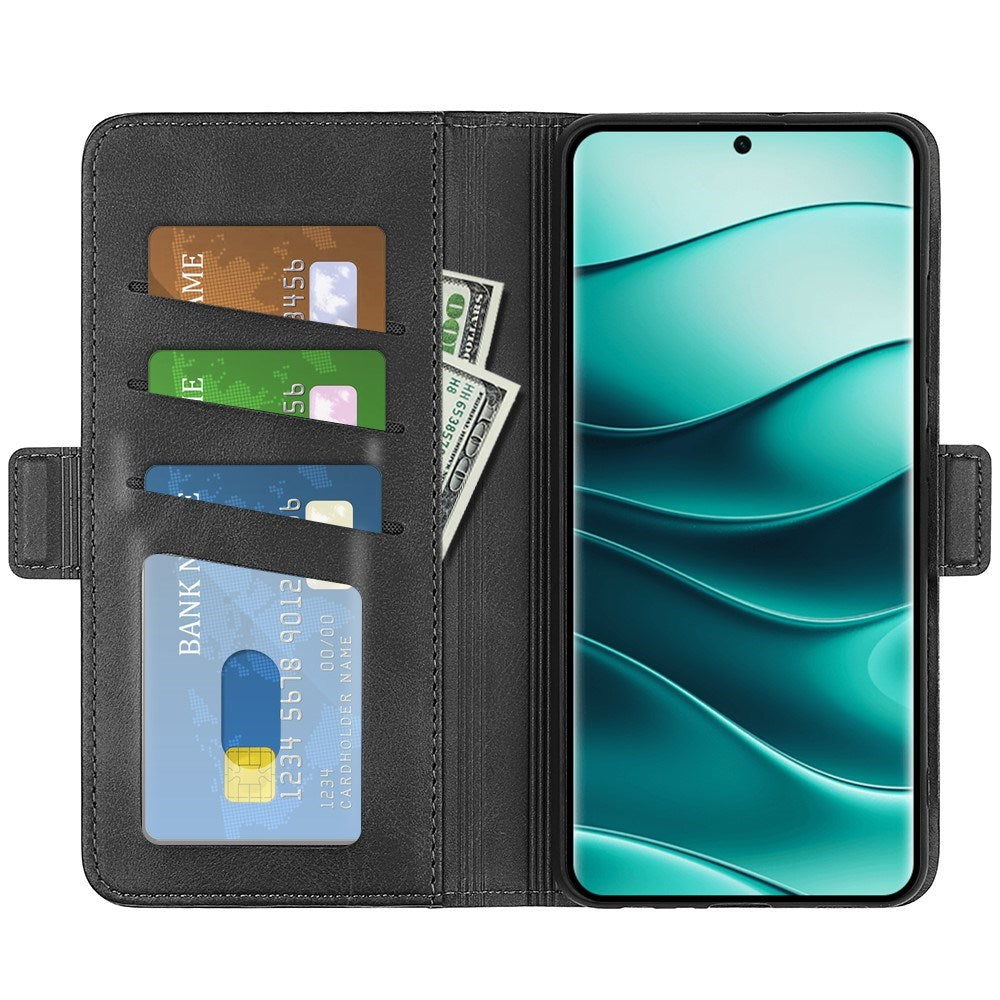 EIDERWOOD Xiaomi Redmi Note 14 Pro+ Kunstskinn Flip Deksel m. Kortholder & Ståfunksjon - Svart