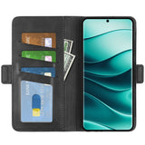 EIDERWOOD Xiaomi Redmi Note 14 Pro+ Kunstskinn Flip Deksel m. Kortholder & Ståfunksjon - Svart