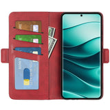 EIDERWOOD Xiaomi Redmi Note 14 Pro+ Kunstskinn Flip Deksel m. Lommebok & Stativfunksjon - Rød