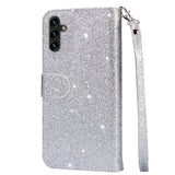 EIDERWOOD Samsung Galaxy A56 (5G) Glitter Flip Deksel m. Glidelåslomme & Ståfunksjon - Sølv
