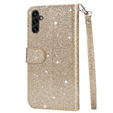 EIDERWOOD Samsung Galaxy A56 (5G) Glitter Flip Deksel m. Glidelåslomme & Ståfunksjon - Gull