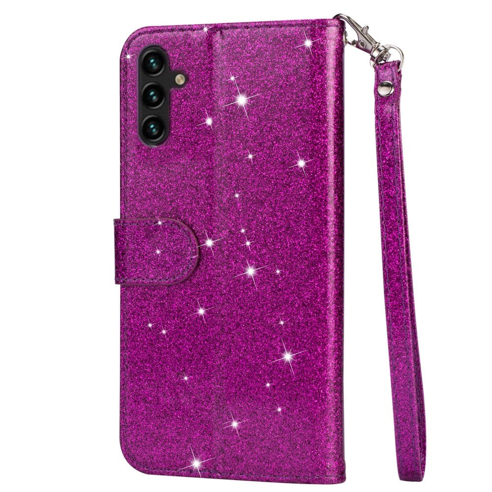 EIDERWOOD Samsung Galaxy A56 (5G) Glitter Flip Deksel m. Glidelåslomme & Ståfunksjon - Lilla