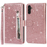 EIDERWOOD Samsung Galaxy A56 (5G) Glitter Flip Deksel m. Glidelåslomme & Ståfunksjon - Rosa