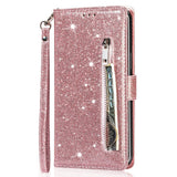 EIDERWOOD Samsung Galaxy A56 (5G) Glitter Flip Deksel m. Glidelåslomme & Ståfunksjon - Rosa