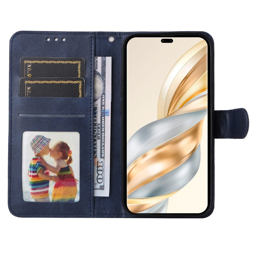 EIDERWOOD Honor Magic7 Lite Kunstskinn Flip Deksel m. Stropp - Blå
