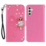 EIDERWOOD Samsung Galaxy S25+ (Plus) Kunstskinn Flip Deksel m. Uglemotiv - Rosa