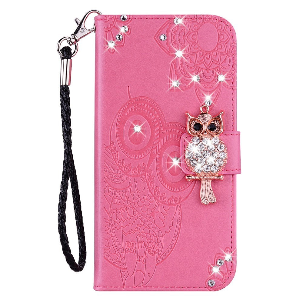 EIDERWOOD Samsung Galaxy S25+ (Plus) Kunstskinn Flip Deksel m. Uglemotiv - Rosa