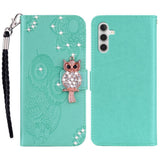 EIDERWOOD Samsung Galaxy S25+ (Plus) Kunstskinn Flip Deksel m. Uglemotiv - Turkis