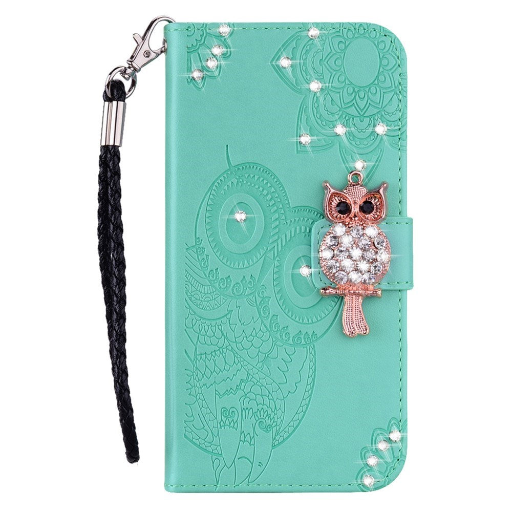 EIDERWOOD Samsung Galaxy S25+ (Plus) Kunstskinn Flip Deksel m. Uglemotiv - Turkis