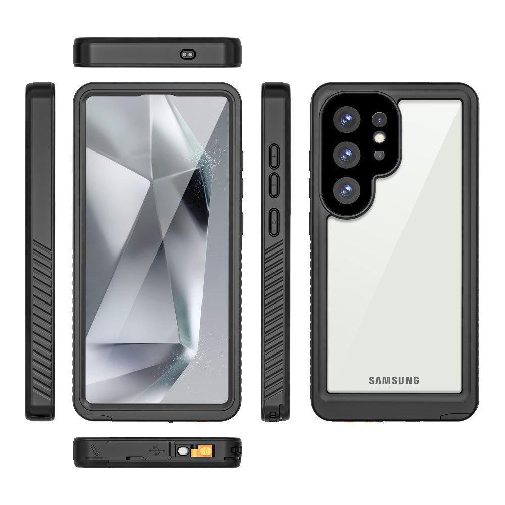 Samsung Galaxy S25 Ultra Redpepper IP68-Sertifisert Vanntett Deksel - Svart / Gjennomsiktig