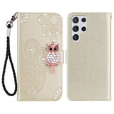 EIDERWOOD Samsung Galaxy S25 Ultra Kunstskinn Flip Deksel m. Uglemotiv - Gull