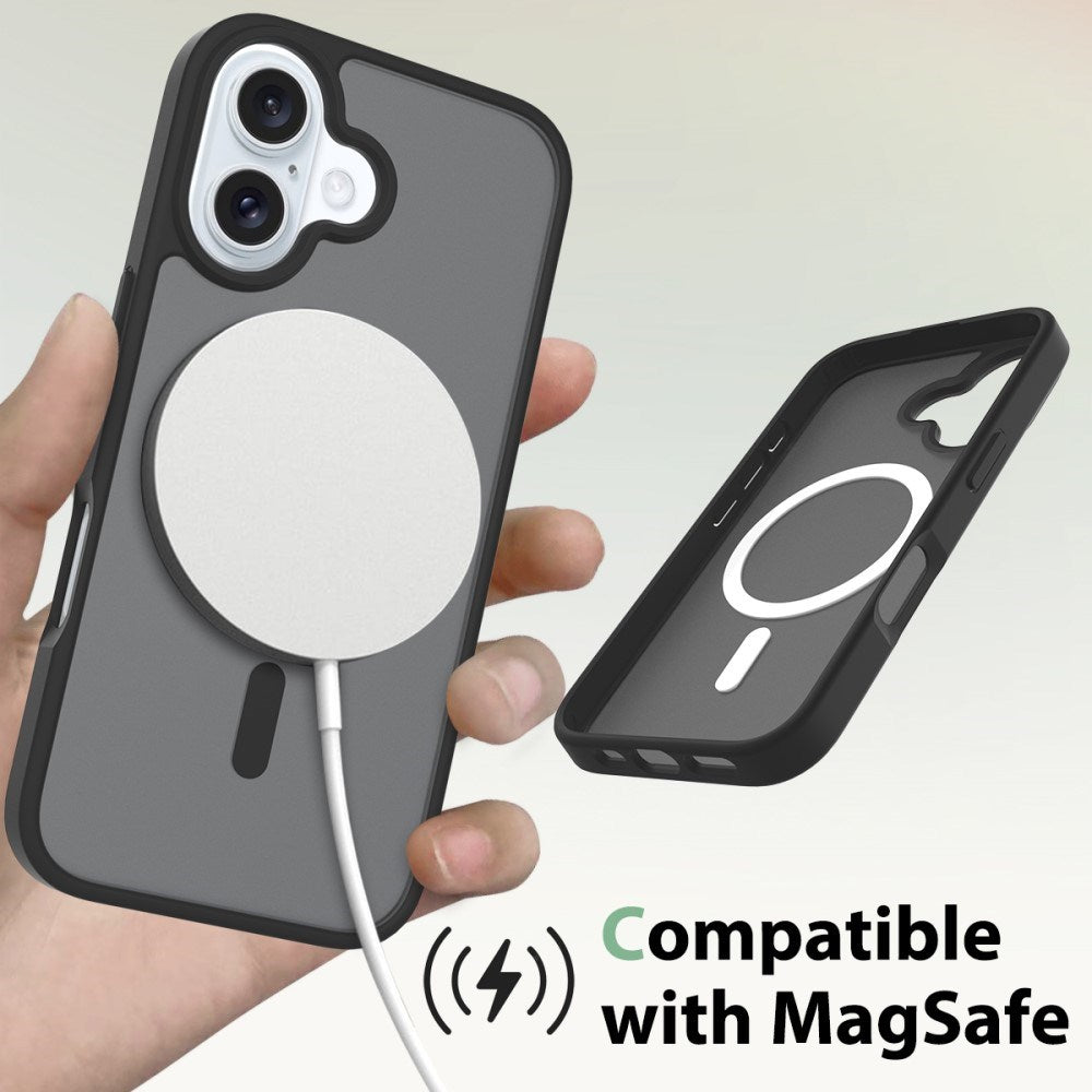 EIDERWOOD iPhone 16 Matt Hybrid Deksel - MagSafe Kompatibel - Svart / Gjennomsiktig