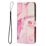 EIDERWOOD iPhone 16 Pro Max Kunstskinn Flip Deksel med Lommebok og Stropp - Marmordesign - Rosa