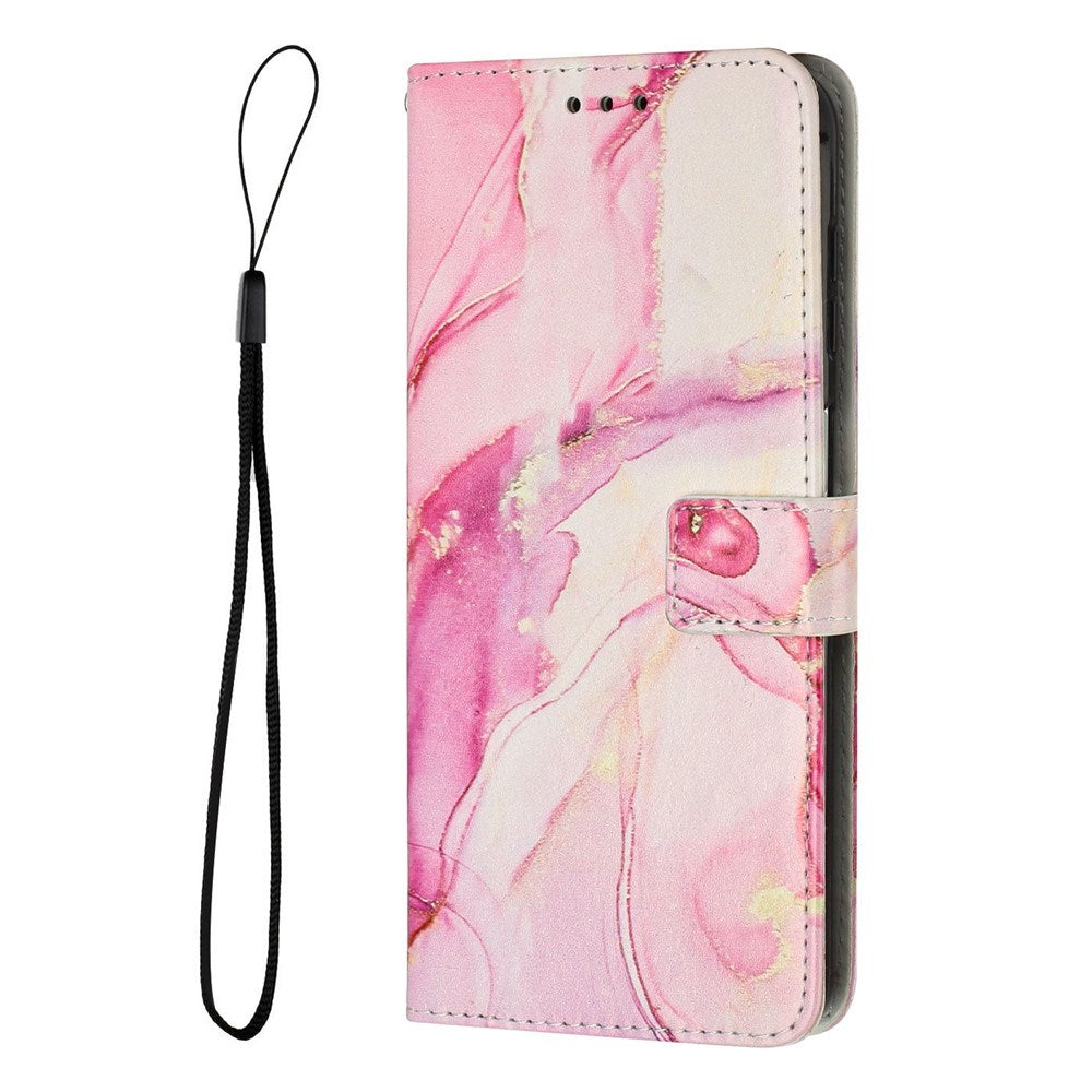 EIDERWOOD Google Pixel 10 Pro XL / 9 Pro XL Marmor Mønstret Kunstskinn Flip Deksel m. Stropp - Rosa