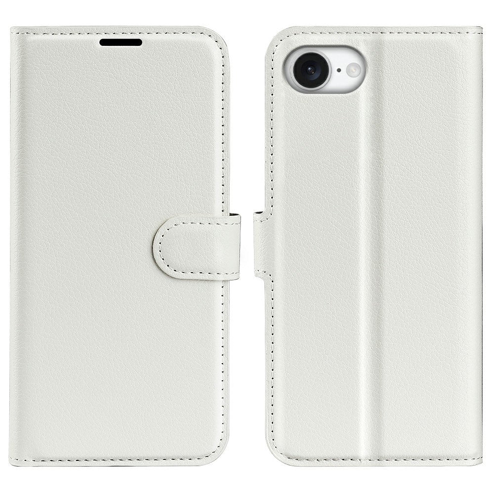 EIDERWOOD iPhone 17e / 16e Kunstskinn Flip Deksel m. Kortholder & Ståfunksjon - Hvit