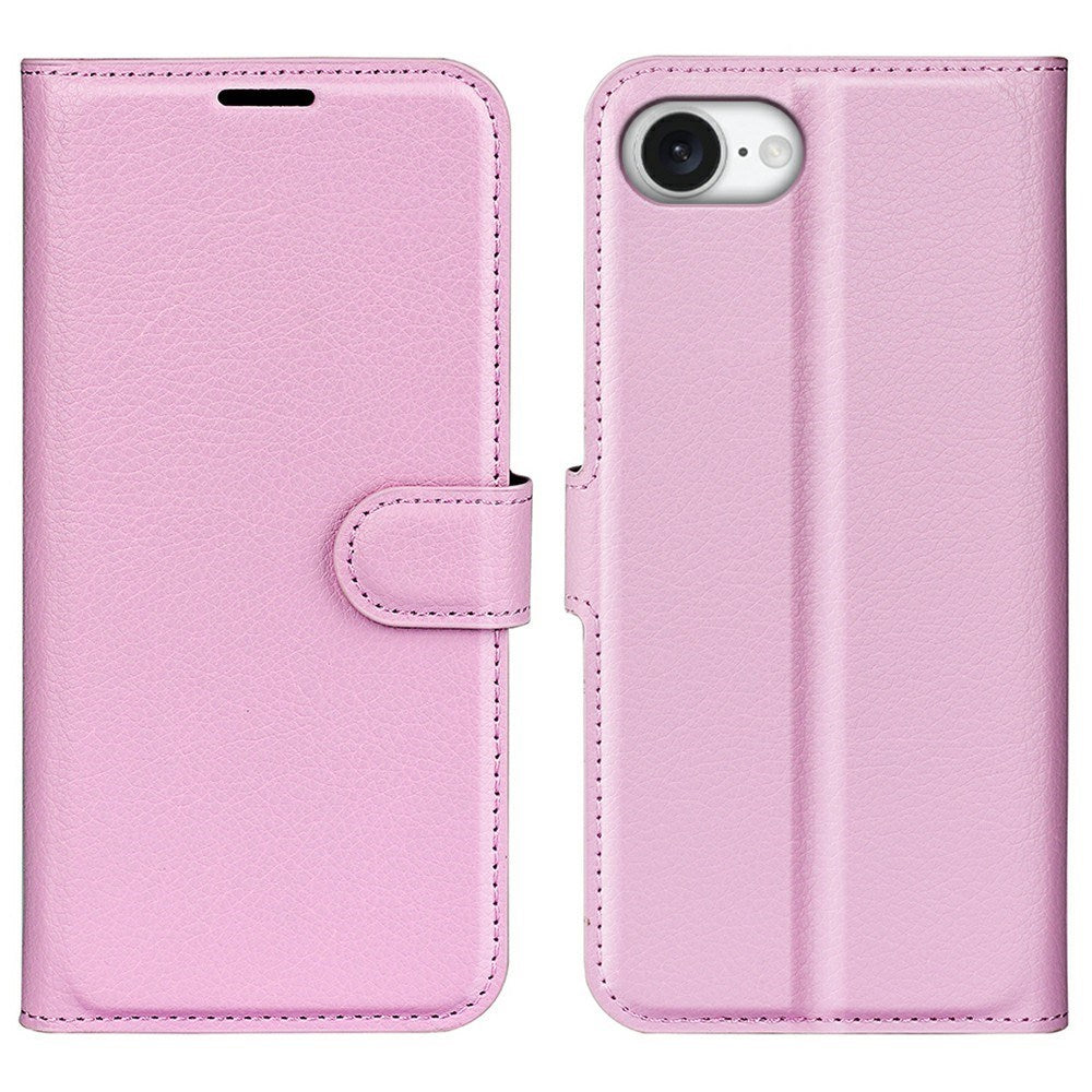 EIDERWOOD iPhone 17e / 16e Kunstskinn Flip Deksel m. Kortholder & Ståfunksjon - Rosa