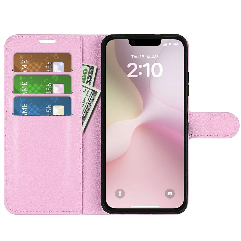 EIDERWOOD iPhone 17e / 16e Kunstskinn Flip Deksel m. Kortholder & Ståfunksjon - Rosa