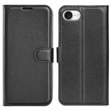 EIDERWOOD iPhone 17e / 16e Kunstskinn Flip Deksel m. Kortholder & Ståfunksjon - Svart