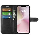 EIDERWOOD iPhone 17e / 16e Kunstskinn Flip Deksel m. Kortholder & Ståfunksjon - Svart