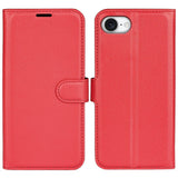 EIDERWOOD iPhone 17e / 16e Kunstskinn Flip Deksel m. Kortholder & Ståfunksjon - Rød