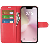 EIDERWOOD iPhone 17e / 16e Kunstskinn Flip Deksel m. Kortholder & Ståfunksjon - Rød